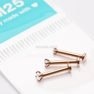 3 Pcs of Assorted Rose Gold Prong Set Sparkle Gem Steel Micro Labret Package